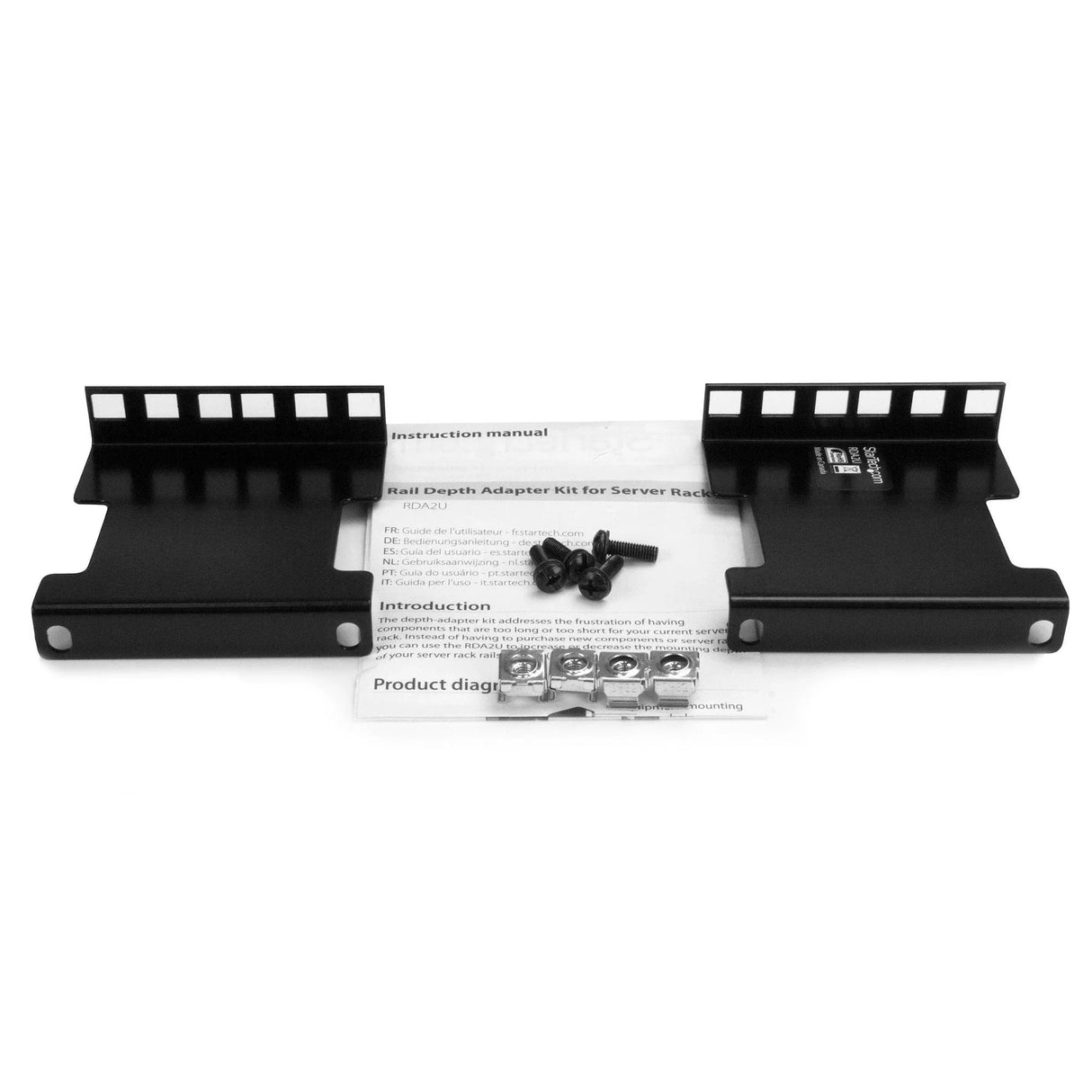 STARTECH Server Rack Depth Extender - 2U - 4in | 10 cm - TAA Compliant - Recessed Rack Adapter - Rack Mount Adapter Kit - Network Rack Extender (RDA2U) (RDA2U)