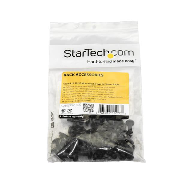 STARTECH Server Rack Screws - 50 pack - 10-32 Screws - Rack Mount Screws - Network Rack Screws - Rack Mount Hardware (CABSCRWS1032)