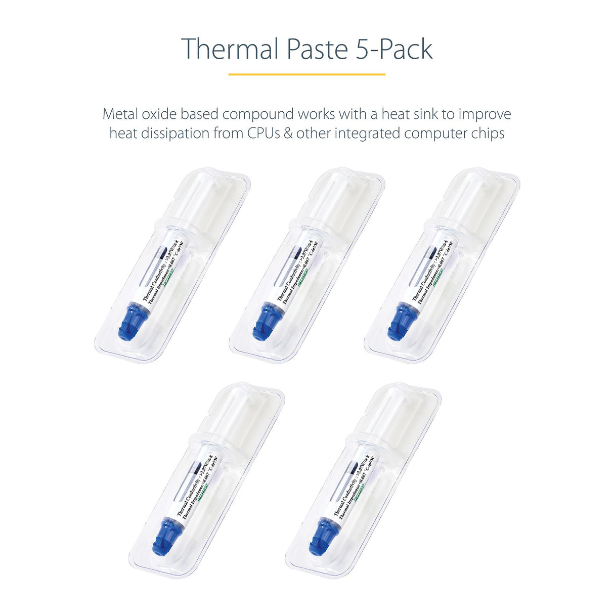 STARTECH Thermal Paste | Metal Oxide Compound | Pack of 5 Re-sealable Syringes (1.5g | each) | CPU|GPU Thermal Grease Paste (SILV5-THERMAL-PASTE) (SILV5-THERMAL-PASTE)