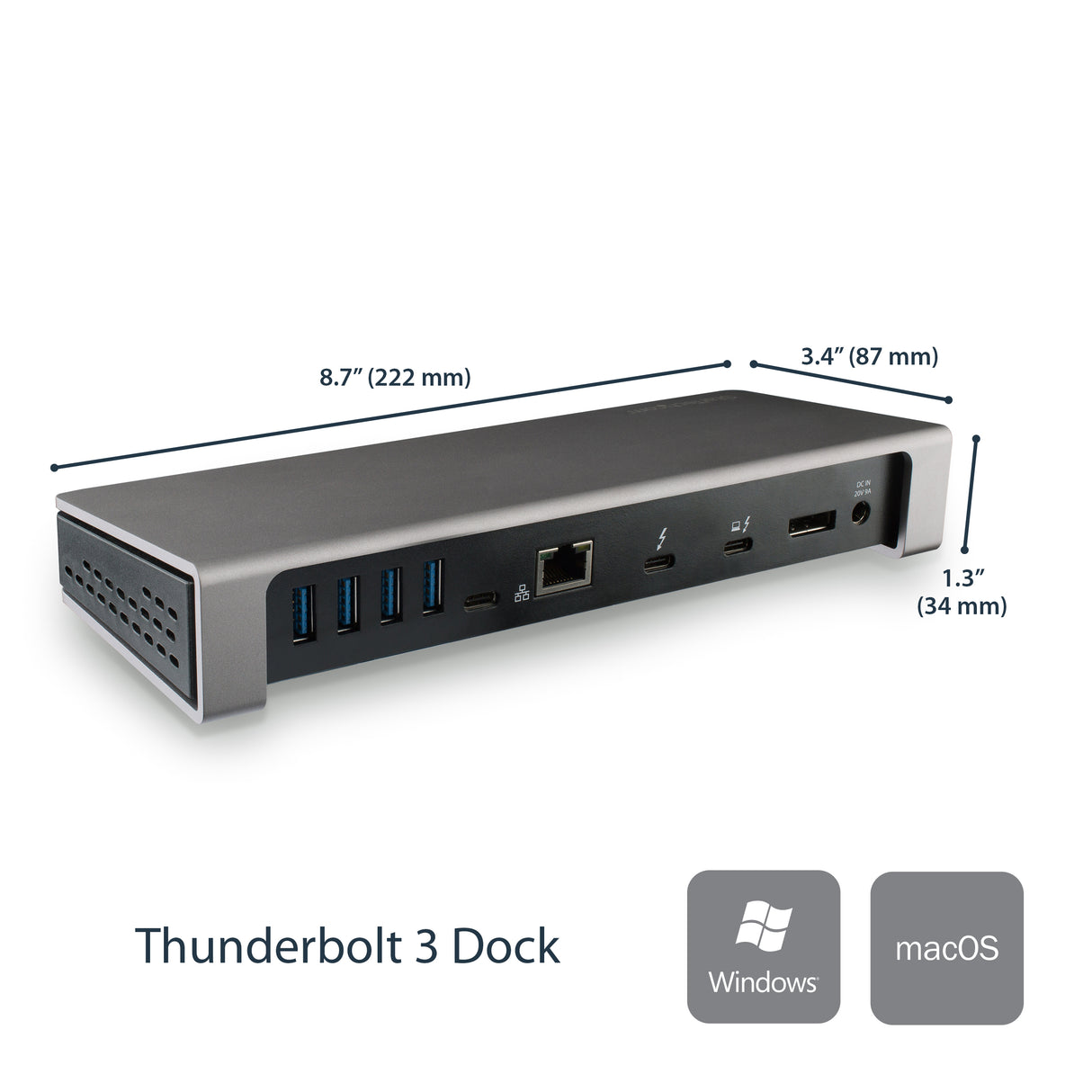 STARTECH Thunderbolt 3 Dock - Dual Monitor 4K 60Hz TB3 Laptop Docking Station with DisplayPort - 85W Power Delivery Charging - 6-Port USB 3.0 Hub | SD 4.0 | GbE | Audio | Windows & Mac (TB3DOCK2DPPD) (TB3DOCK2DPPD)