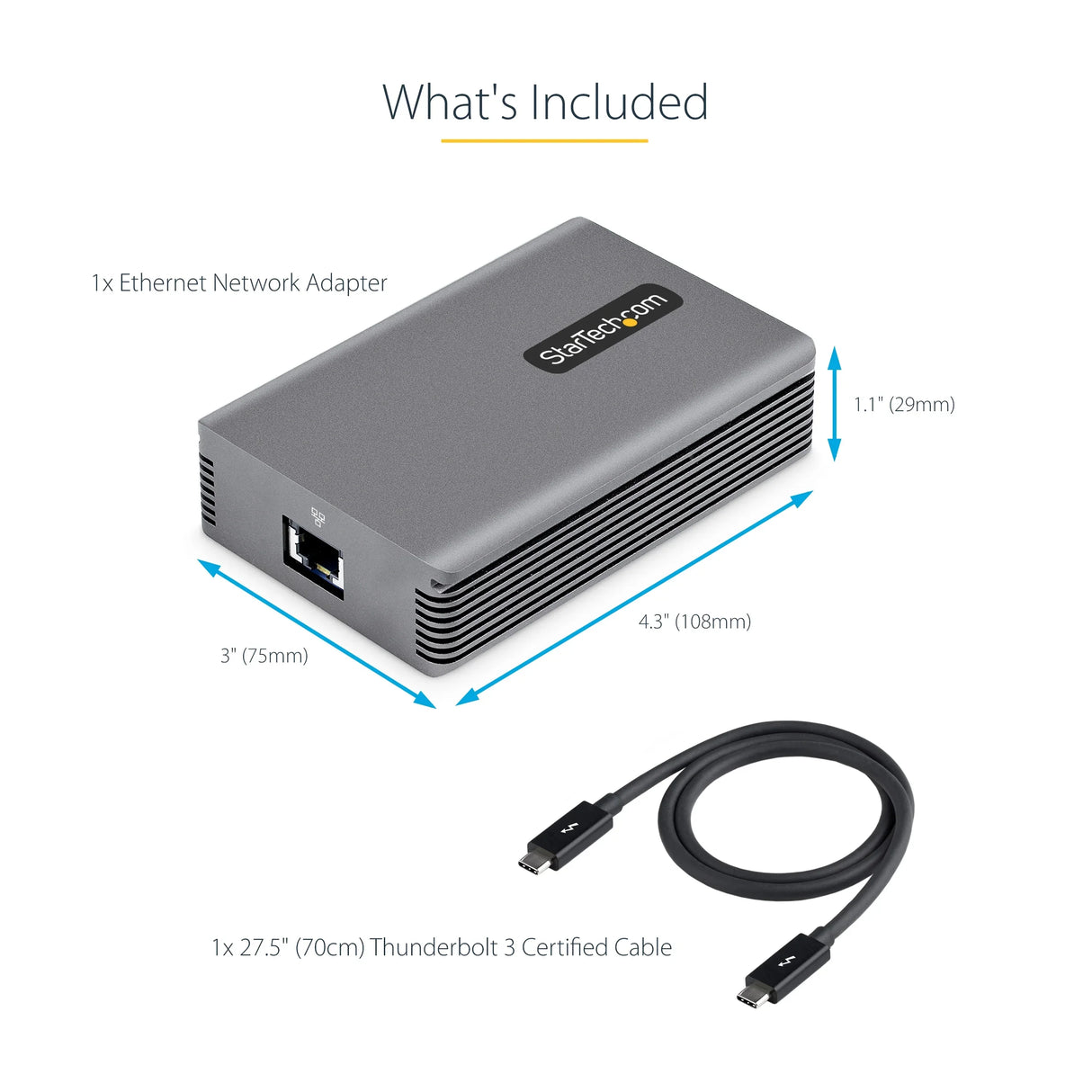 STARTECH Thunderbolt 3 to Ethernet Adapter | 10GbE | Multi-Gigabit | Thunderbolt 3 to RJ45 Network Adapter | 10GBASE-T|5-2.5GBASE-T NIC | 10G Network Adapter w| TB3-Certified Cable | Win|Mac (TB310G2) (TB310G2)