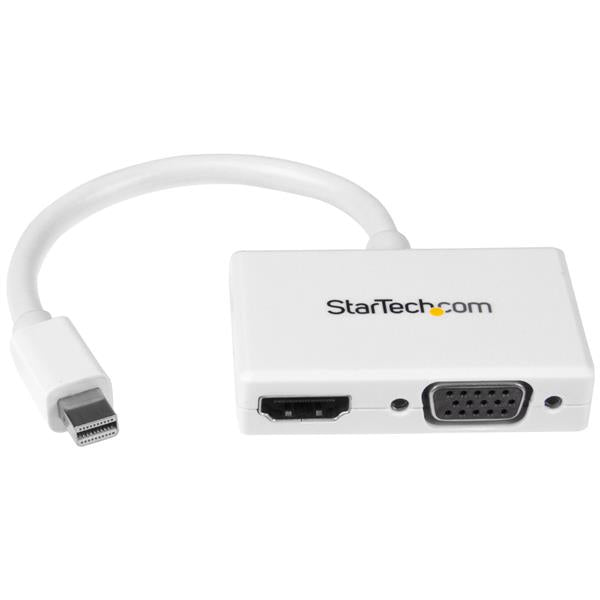 STARTECH Travel A|V Adapter - 2-in-1 Mini DisplayPort to HDMI or VGA Converter - mDP to HDMI or VGA Adapter w| Compact Portable Design (MDP2HDVGAW)