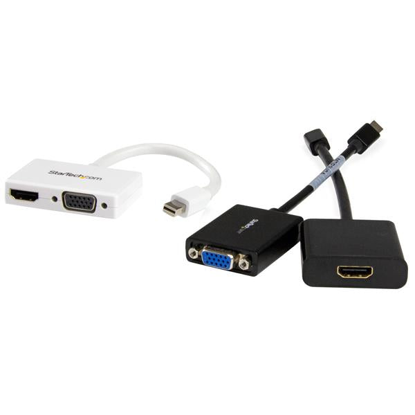 STARTECH Travel A|V Adapter - 2-in-1 Mini DisplayPort to HDMI or VGA Converter - mDP to HDMI or VGA Adapter w| Compact Portable Design (MDP2HDVGAW)