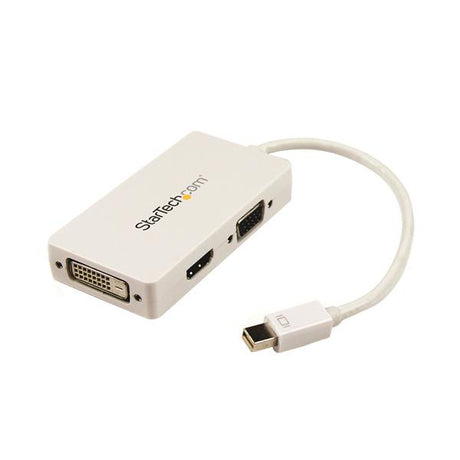 STARTECH Travel A|V Adapter: 3-in-1 Mini DisplayPort to VGA DVI or HDMI Converter - White (MDP2VGDVHDW)