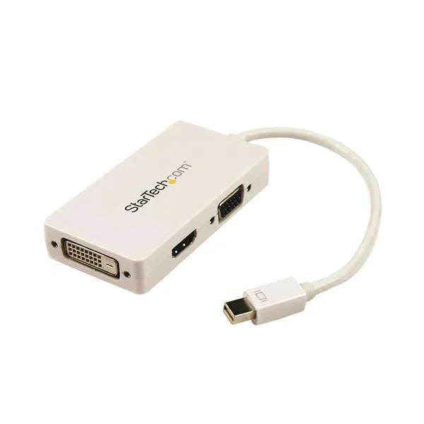 STARTECH Travel A|V Adapter: 3-in-1 Mini DisplayPort to VGA DVI or HDMI Converter - White (MDP2VGDVHDW)