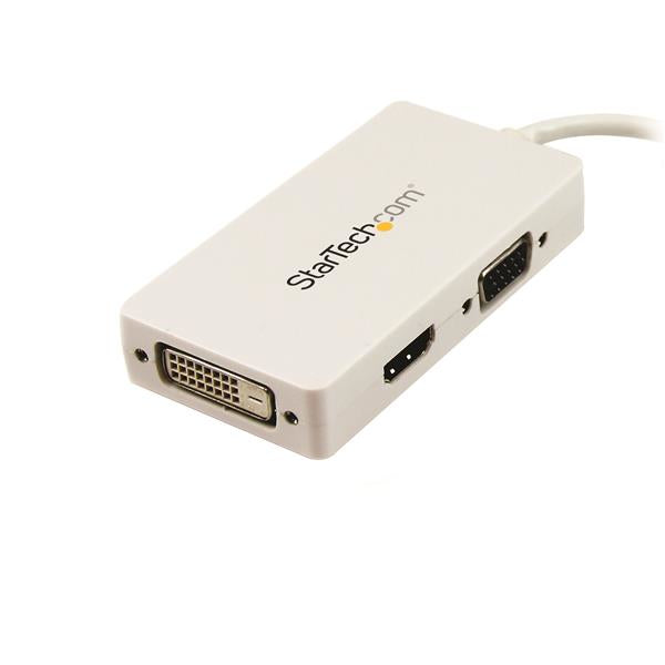 STARTECH Travel A|V Adapter: 3-in-1 Mini DisplayPort to VGA DVI or HDMI Converter - White (MDP2VGDVHDW)