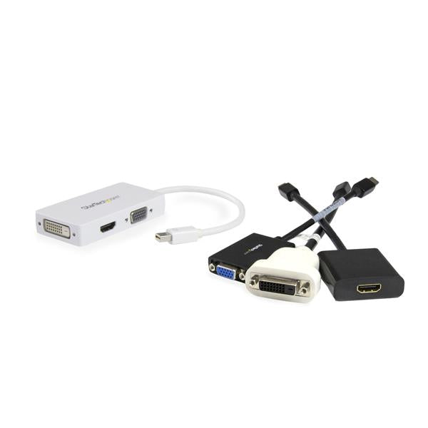 STARTECH Travel A|V Adapter: 3-in-1 Mini DisplayPort to VGA DVI or HDMI Converter - White (MDP2VGDVHDW)