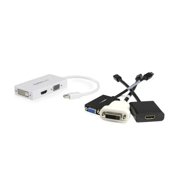 STARTECH Travel A|V Adapter: 3-in-1 Mini DisplayPort to VGA DVI or HDMI Converter - White (MDP2VGDVHDW)