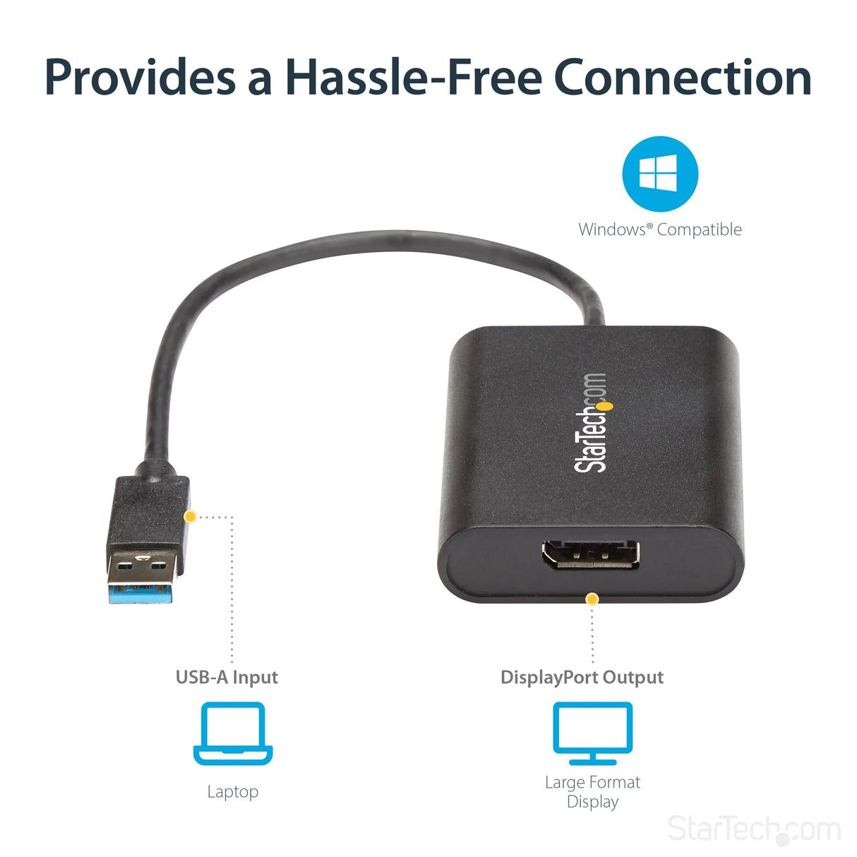 STARTECH USB 3.0 to DisplayPort Adapter - 4K 30Hz - External Video & Graphics Card - USB Display Adapter - Supports Windows (USB32DPES2) (USB32DPES2)