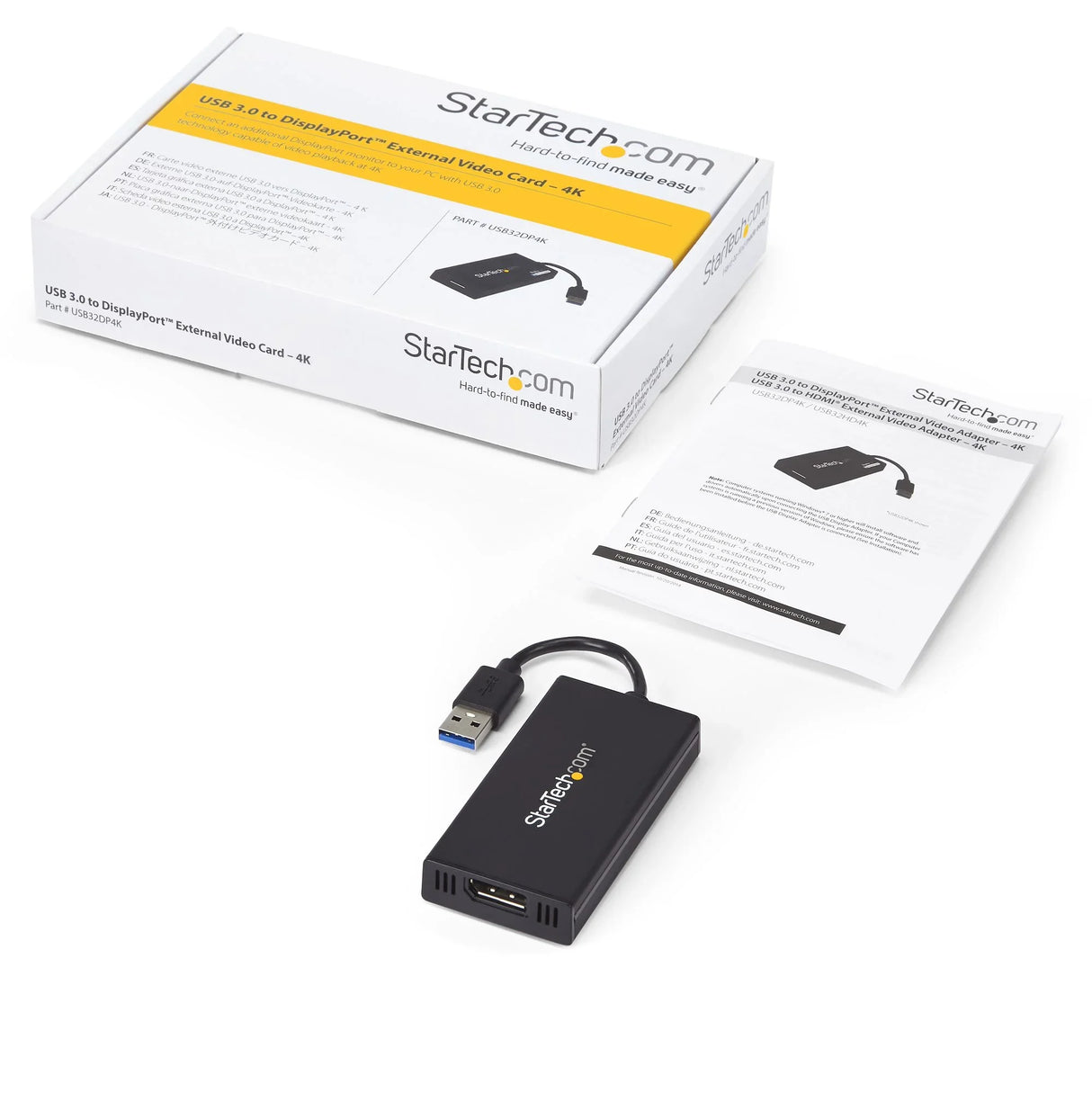 STARTECH USB 3.0 to DisplayPort Adapter 4K Ultra HD | DisplayLink Certified | Video Converter w| External Graphics Card - Mac & Windows (USB32DP4K) (USB32DP4K)