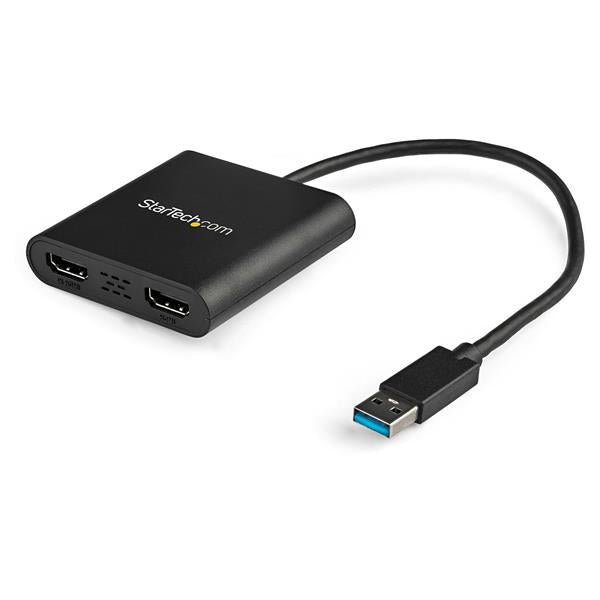 STARTECH USB 3.0 to Dual HDMI Adapter - 1x 4K 30Hz & 1x 1080p - External Video & Graphics Card - USB Type-A to HDMI Dual Monitor Display Adapter - Supports Windows Only - Black (USB32HD2) (USB32HD2)