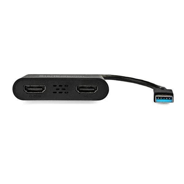 STARTECH USB 3.0 to Dual HDMI Adapter - 1x 4K 30Hz & 1x 1080p - External Video & Graphics Card - USB Type-A to HDMI Dual Monitor Display Adapter - Supports Windows Only - Black (USB32HD2) (USB32HD2)