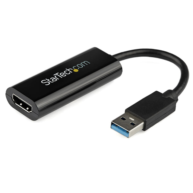 STARTECH USB 3.0 to HDMI Adapter - 1080p (1920x1200) - Slim|Compact USB Type-A to HDMI Display Adapter Converter for Monitor - External Video & Graphics Card - Black | Windows Only (USB32HDES) (USB32HDES)