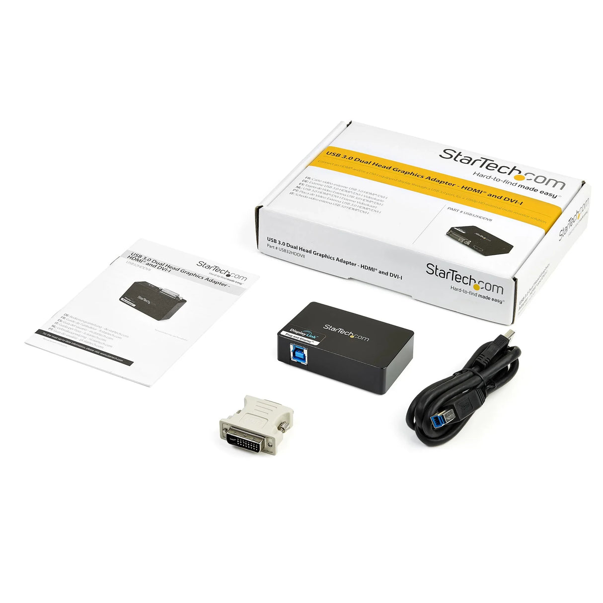 STARTECH USB 3.0 to HDMI | DVI Adapter - 2048x1152 - External Video & Graphics Card - Dual Monitor Display Adapter Cable - Supports Mac & Windows (USB32HDDVII) (USB32HDDVII)