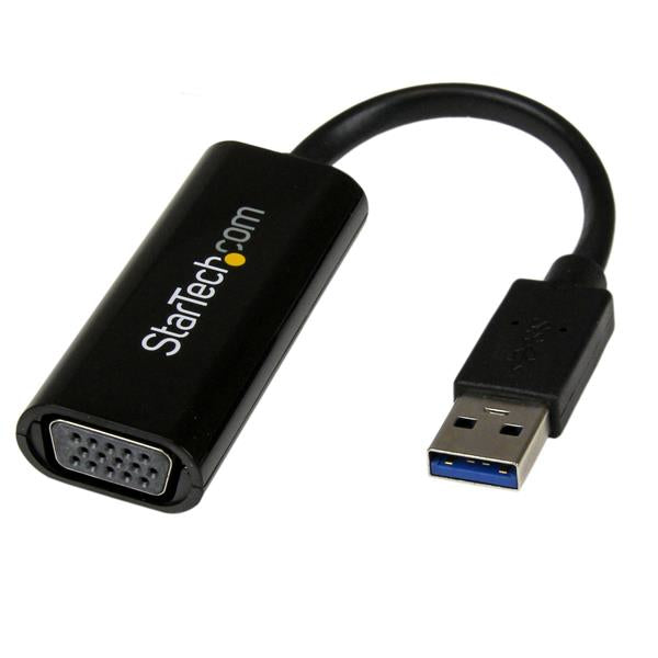 STARTECH USB 3.0 to VGA Adapter - Slim Design - 1920x1200 - External Video & Graphics Card - Dual Monitor Display Adapter - Supports Windows (USB32VGAES) (USB32VGAES)