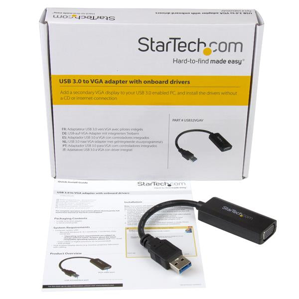 STARTECH USB 3.0 to VGA Display Adapter 1920x1200 | On-Board Driver Installation | Video Converter with External Graphics Card | Windows (USB32VGAV) (USB32VGAV)