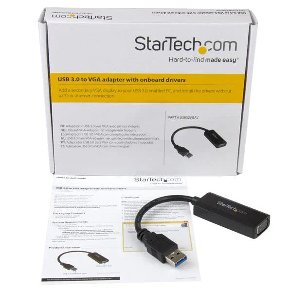 STARTECH USB 3.0 to VGA Display Adapter 1920x1200 | On-Board Driver Installation | Video Converter with External Graphics Card | Windows (USB32VGAV) (USB32VGAV)