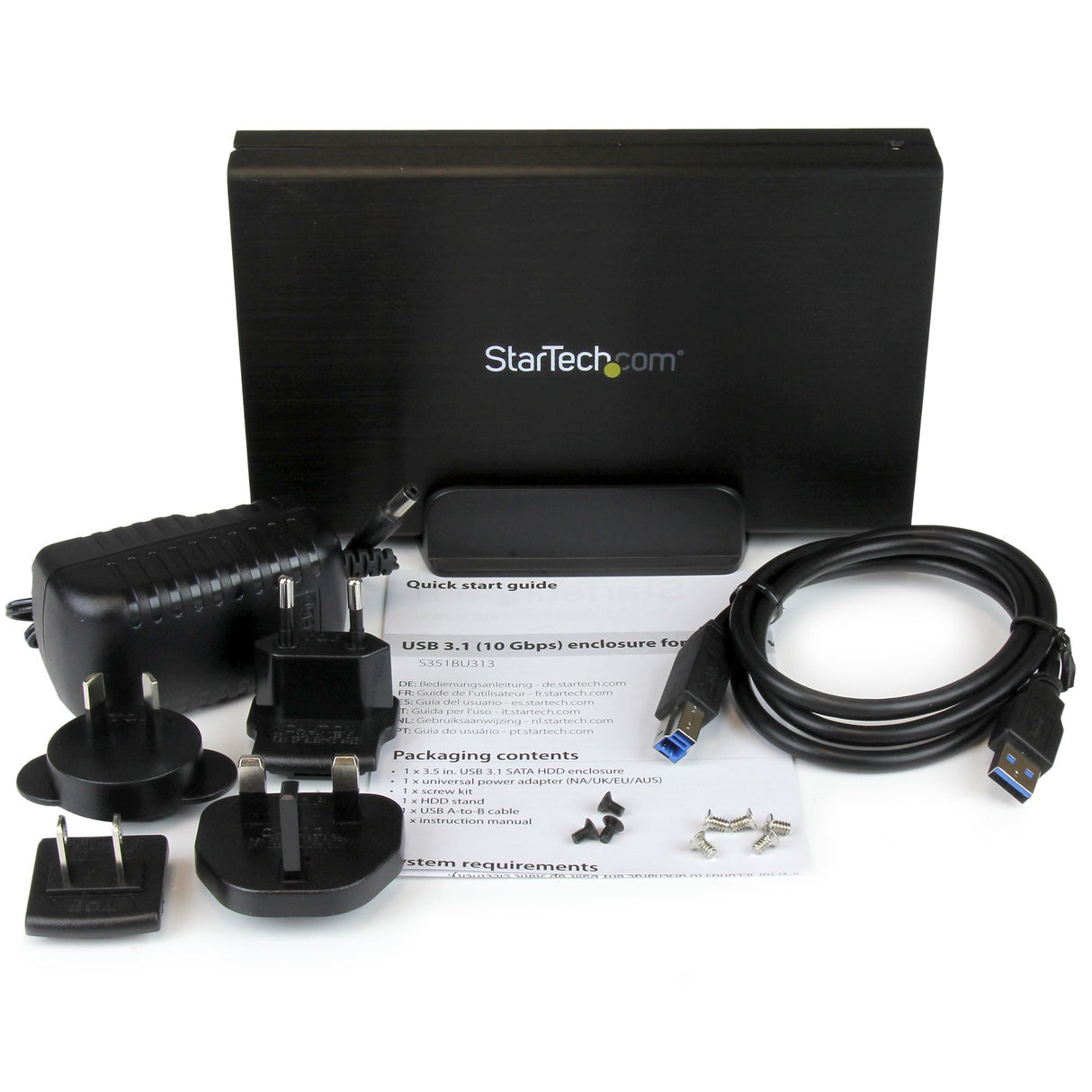 STARTECH USB 3.1 (10Gbps) Enclosure for 3.5” SATA Drives - Supports SATA III (6 Gbps) - Compatible with USB 3.0 and 2.0 Systems (S351BU313)