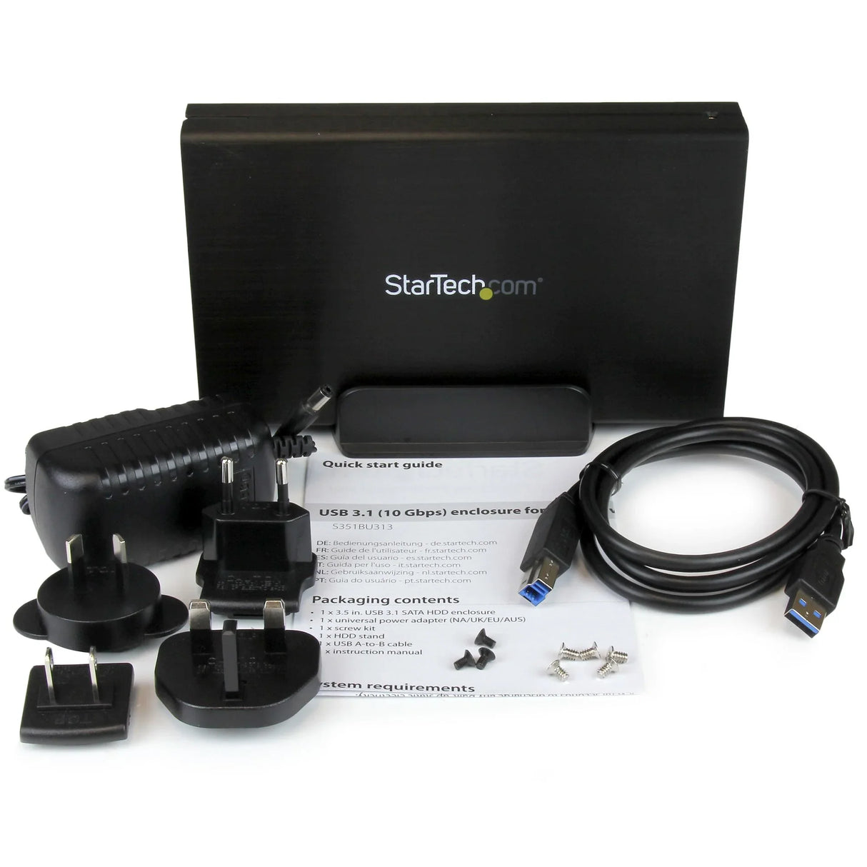 STARTECH USB 3.1 (10Gbps) Enclosure for 3.5” SATA Drives - Supports SATA III (6 Gbps) - Compatible with USB 3.0 and 2.0 Systems (S351BU313)