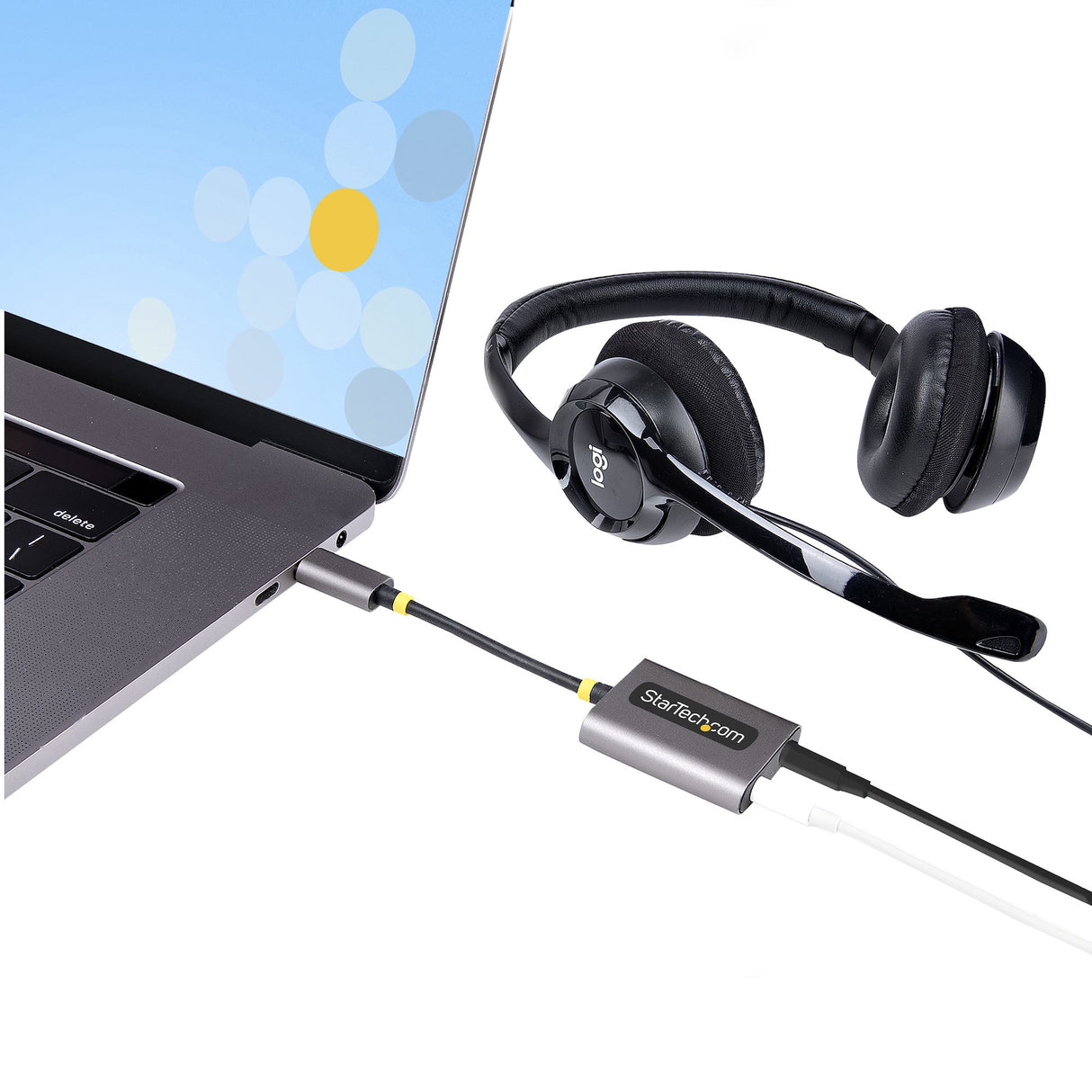 STARTECH USB-C Headphone Splitter | USB Type C Dual Headset Adapter w|Mic Input | USB C to 3.5mm Audio Adapter|Earphone Dongle | USB C to Audio Jack|Aux Output | 24-bit DAC (USBC-AUDIO-SPLITTER) (USBC-AUDIO-SPLITTER)