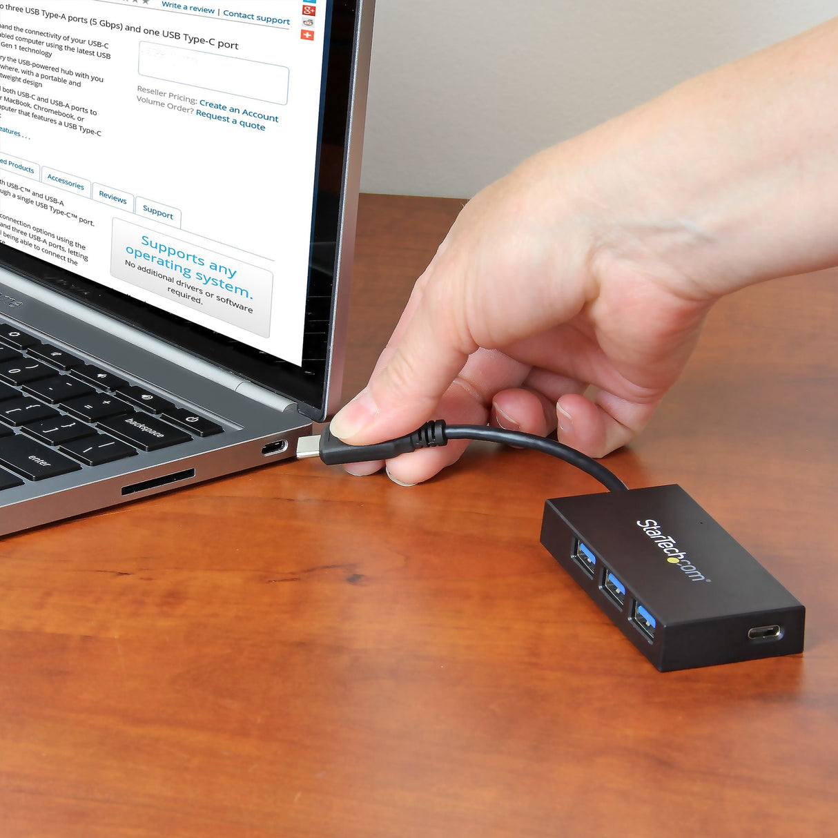 STARTECH USB C Hub - 4 Port USB-C to USB-A (3x) and USB-C (1x) - Bus Powered USB Hub - USB Type C Hub - Port Expander (HB30C3A1CFB)