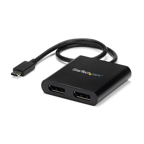STARTECH USB-C to Dual DisplayPort 1.2 Adapter | USB Type-C Multi-Monitor MST Hub | Dual 4K 30Hz|1080p 60Hz DP Laptop Display Extender | Splitter | Extra-Long Built-In Cable | Windows (MSTCDP122DP) (MSTCDP122DP)