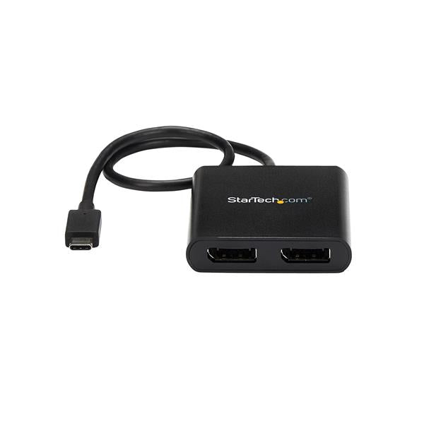 STARTECH USB-C to Dual DisplayPort 1.2 Adapter | USB Type-C Multi-Monitor MST Hub | Dual 4K 30Hz|1080p 60Hz DP Laptop Display Extender | Splitter | Extra-Long Built-In Cable | Windows (MSTCDP122DP) (MSTCDP122DP)