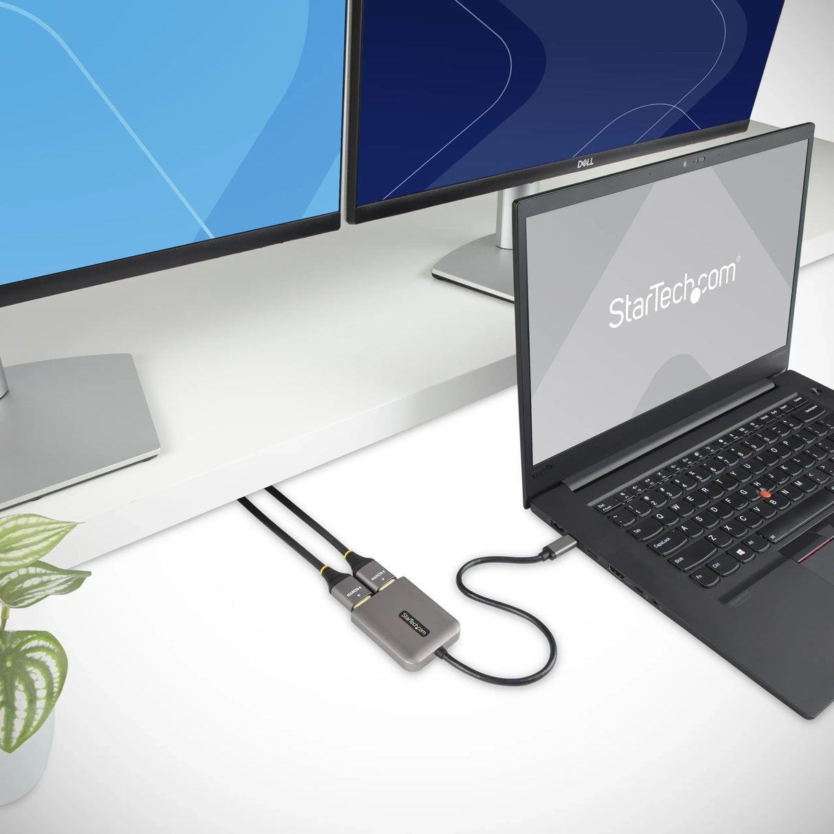 STARTECH USB-C to Dual HDMI MST HUB - Dual HDMI 4K 60Hz - USB Type C Multi Monitor Adapter for Laptop w| 1ft|30cm cable - DP 1.4 Multi-Stream Transport Hub - USB-C to HDMI Splitter (MST14CD122HD) (MST14CD122HD)