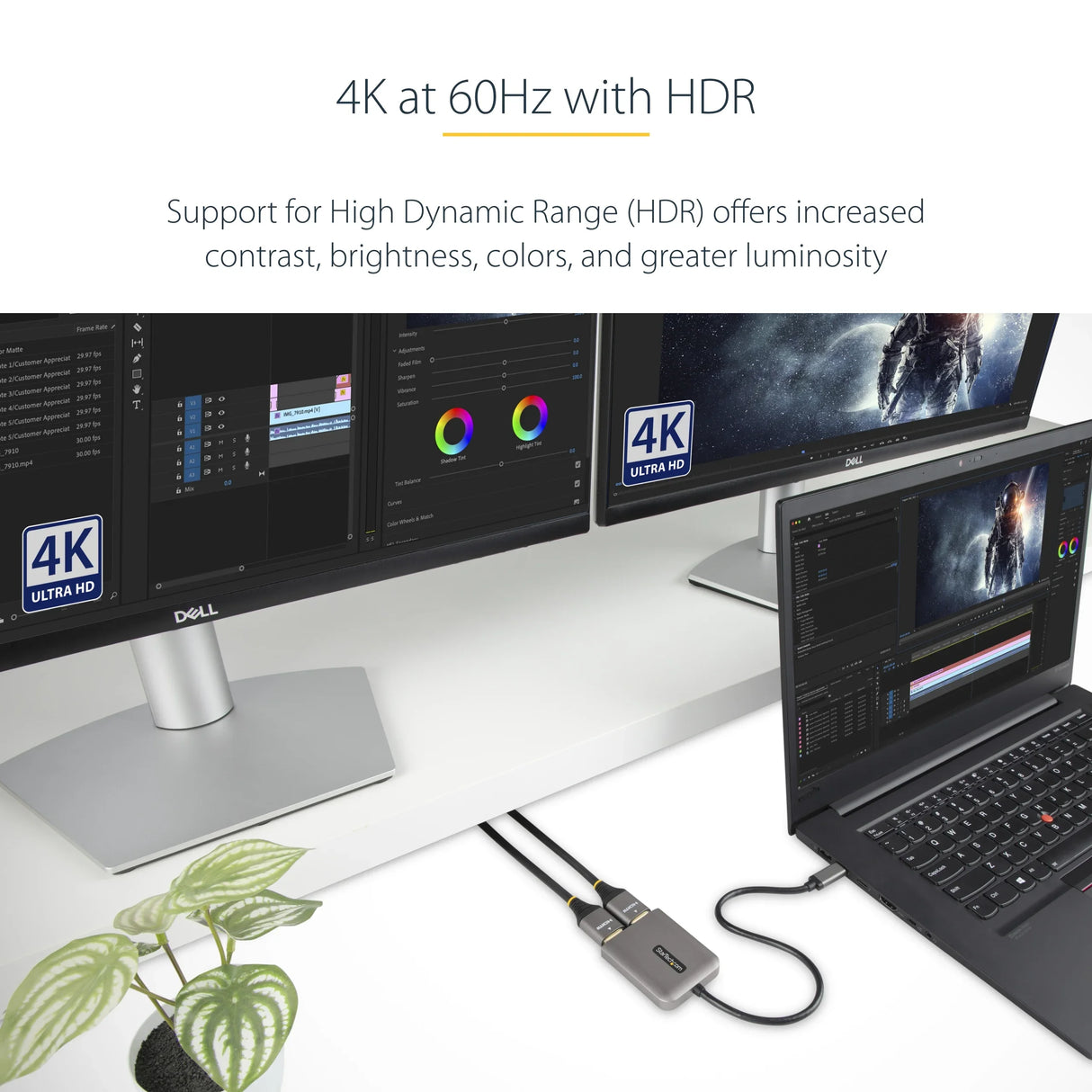 STARTECH USB-C to Dual HDMI MST HUB - Dual HDMI 4K 60Hz - USB Type C Multi Monitor Adapter for Laptop w| 1ft|30cm cable - DP 1.4 Multi-Stream Transport Hub - USB-C to HDMI Splitter (MST14CD122HD) (MST14CD122HD)