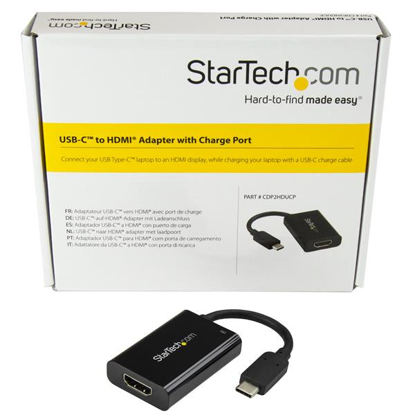 STARTECH USB C to HDMI 2.0 Adapter with Power Delivery - 4K 60Hz USB Type-C to HDMI Display Video Converter - 60W PD Pass-Through Charging Port - Thunderbolt 3 Compatible - Black (CDP2HDUCP) (CDP2HDUCP)