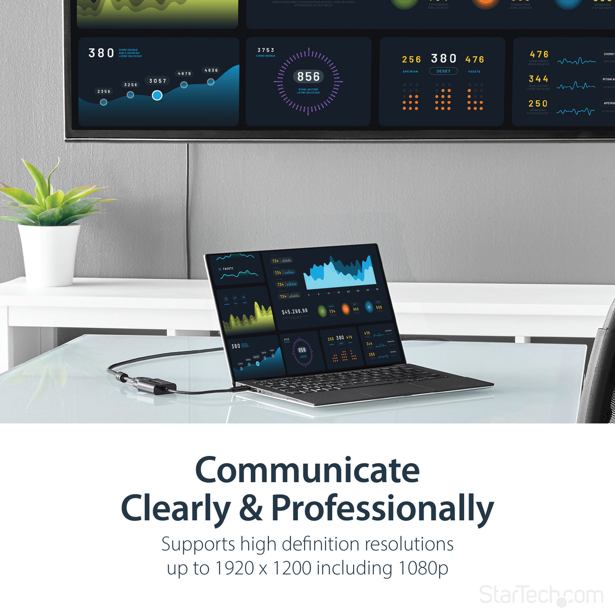 STARTECH USB-C to VGA Adapter - Black - 1080p