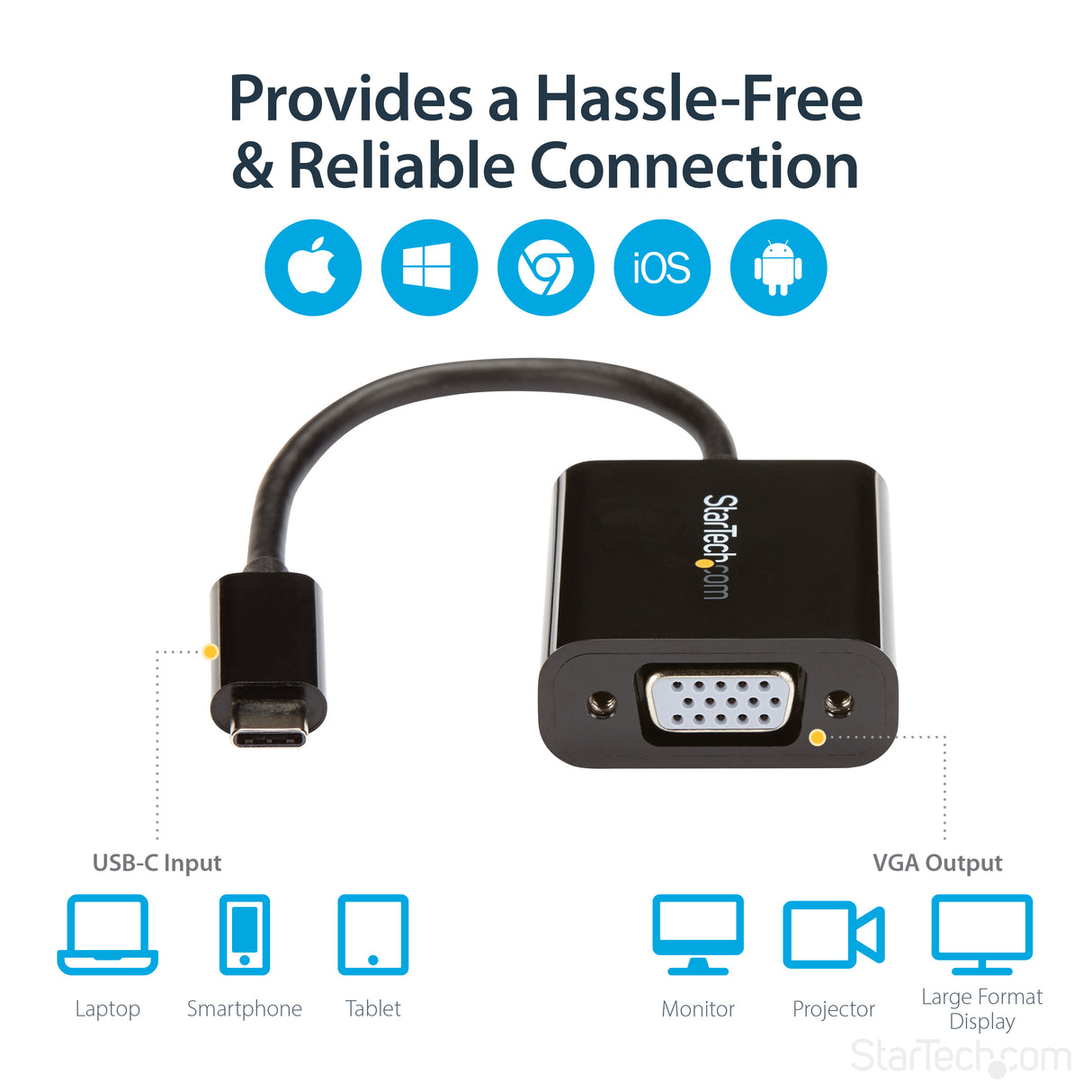 STARTECH USB-C to VGA Adapter - Black - 1080p