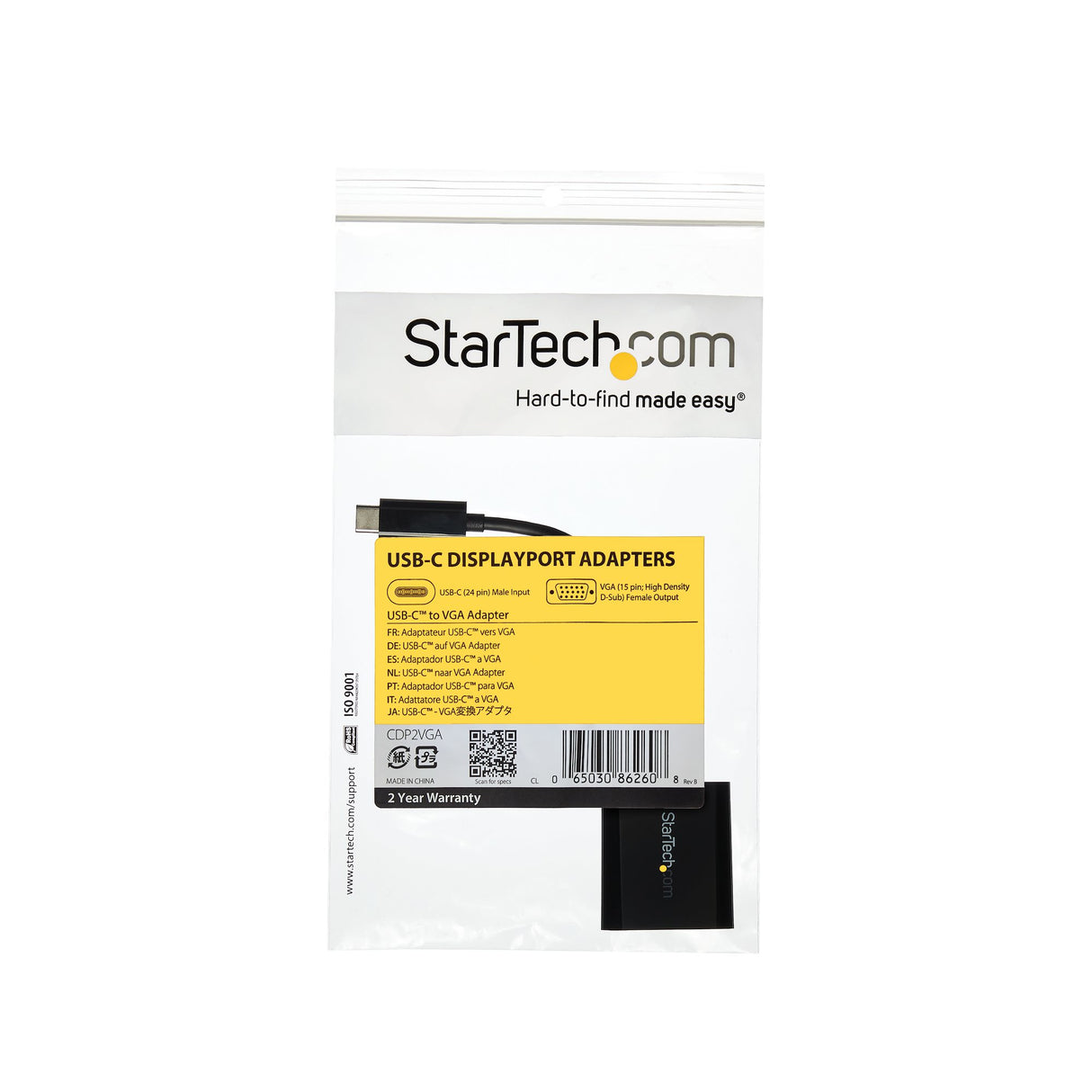 STARTECH USB-C to VGA Adapter - Black - 1080p