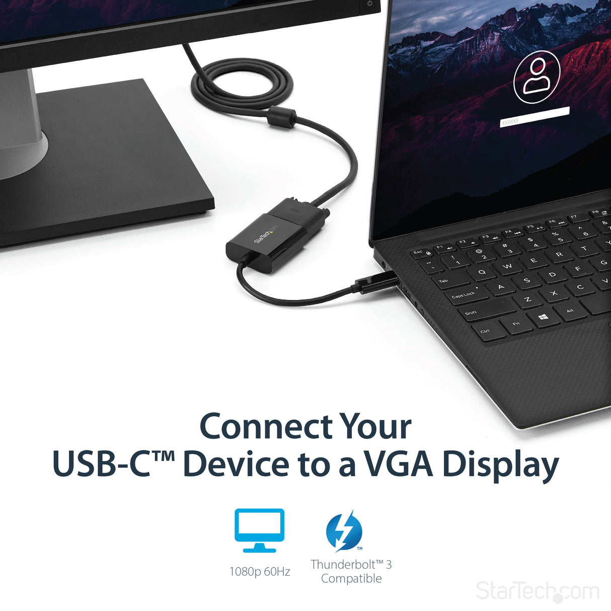 STARTECH USB-C to VGA Adapter - Black - 1080p