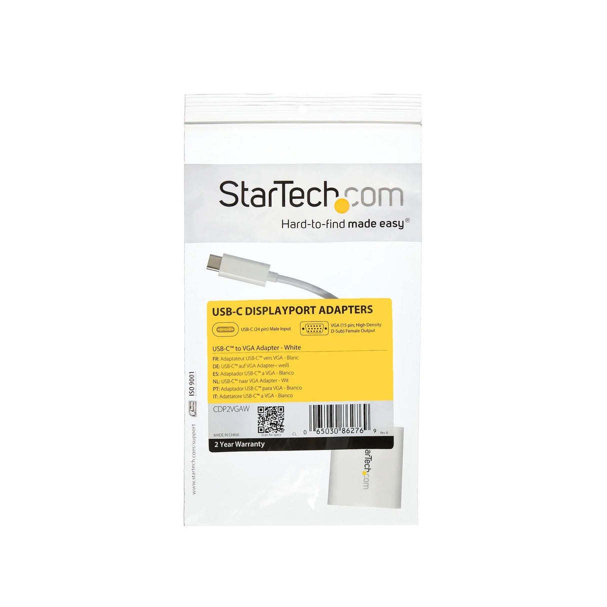 STARTECH USB-C to VGA Adapter - White - 1080p