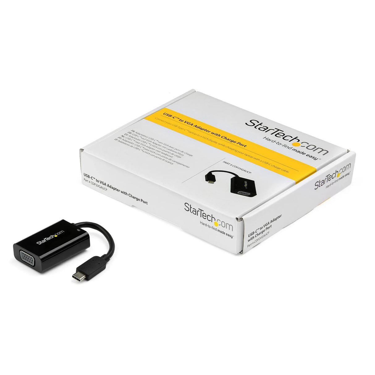 STARTECH USB C to VGA Adapter with Power Delivery - 1080p USB Type-C to VGA Monitor Video Converter w| Charging - 60W PD Pass-Through - Thunderbolt 3 Compatible - Black (CDP2VGAUCP) (CDP2VGAUCP)