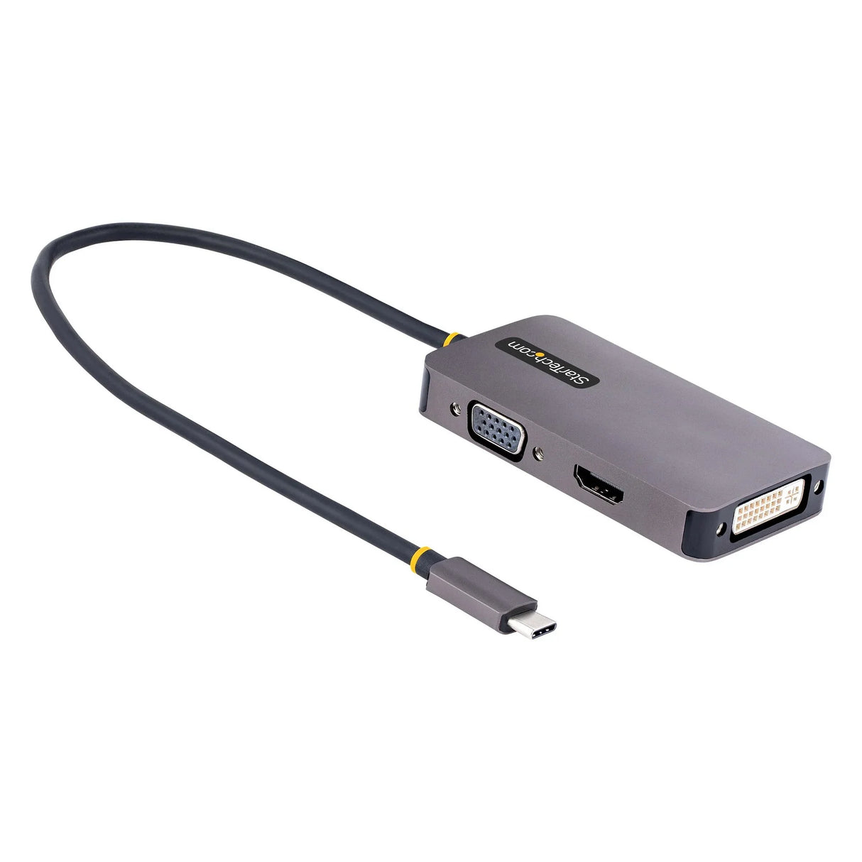 STARTECH USB C Video Adapter | USB C to HDMI DVI VGA Adapter | Up to 4K 60Hz | Aluminum | Multiport Video Display Adapter | Thunderbolt 3|4 Compatible | USB Type C Travel Adapter (118-USBC-HDMI-VGADVI) (118-USBC-HDMI-VGADVI)