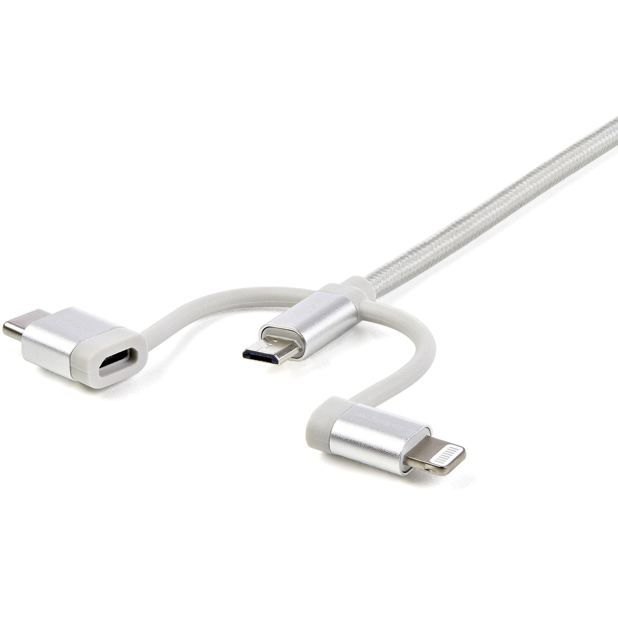 STARTECH USB Multi Charging Cable - 3.3 ft | 1m - Lightning | USB-C | Micro-USB - Braided - MFi Certified - USB 2.0 - 3 in 1 Charging (LTCUB1MGR) (LTCUB1MGR)