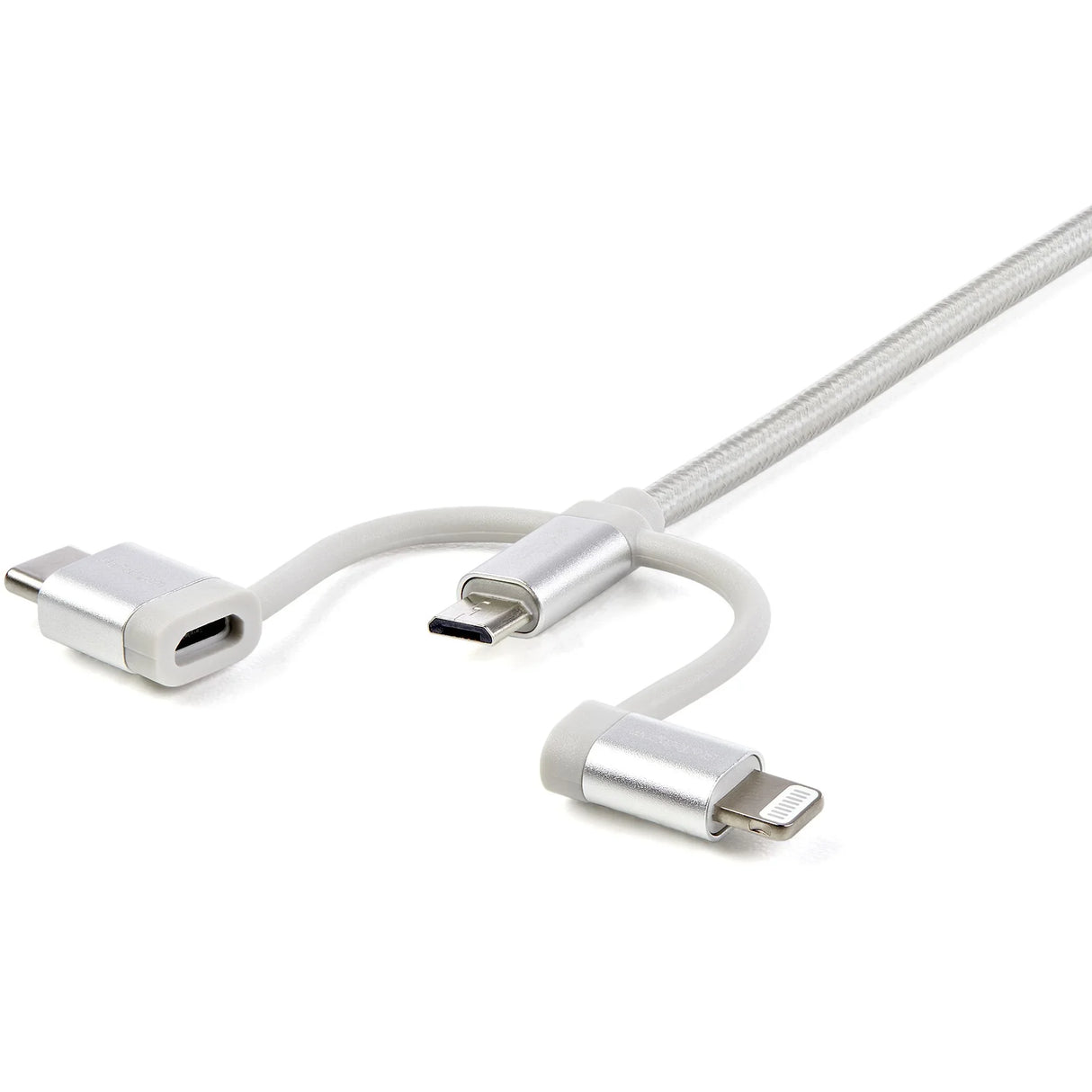 STARTECH USB Multi Charging Cable - 3.3 ft | 1m - Lightning | USB-C | Micro-USB - Braided - MFi Certified - USB 2.0 - 3 in 1 Charging (LTCUB1MGR) (LTCUB1MGR)