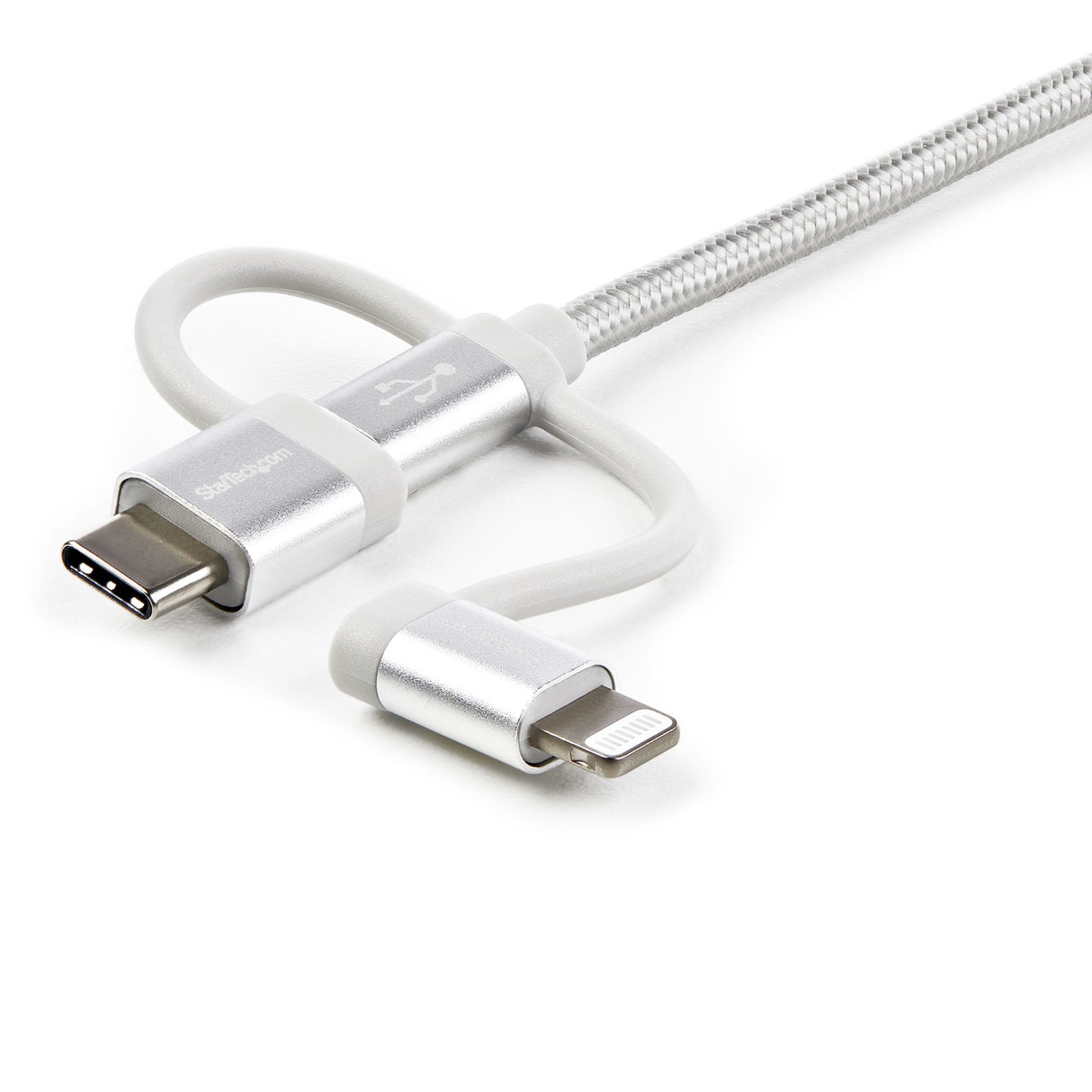 STARTECH USB Multi Charging Cable - 3.3 ft | 1m - Lightning | USB-C | Micro-USB - Braided - MFi Certified - USB 2.0 - 3 in 1 Charging (LTCUB1MGR) (LTCUB1MGR)