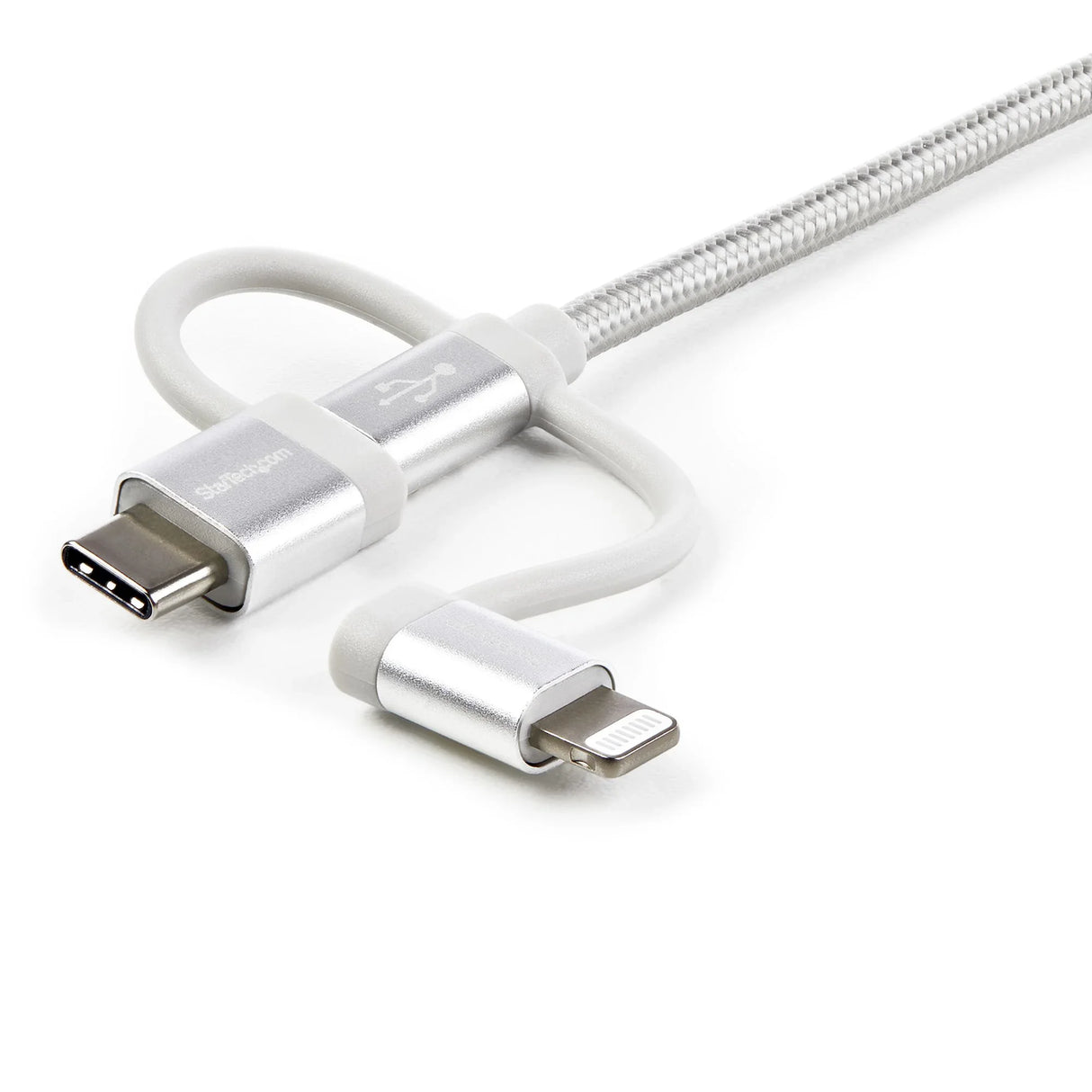 STARTECH USB Multi Charging Cable - 3.3 ft | 1m - Lightning | USB-C | Micro-USB - Braided - MFi Certified - USB 2.0 - 3 in 1 Charging (LTCUB1MGR) (LTCUB1MGR)