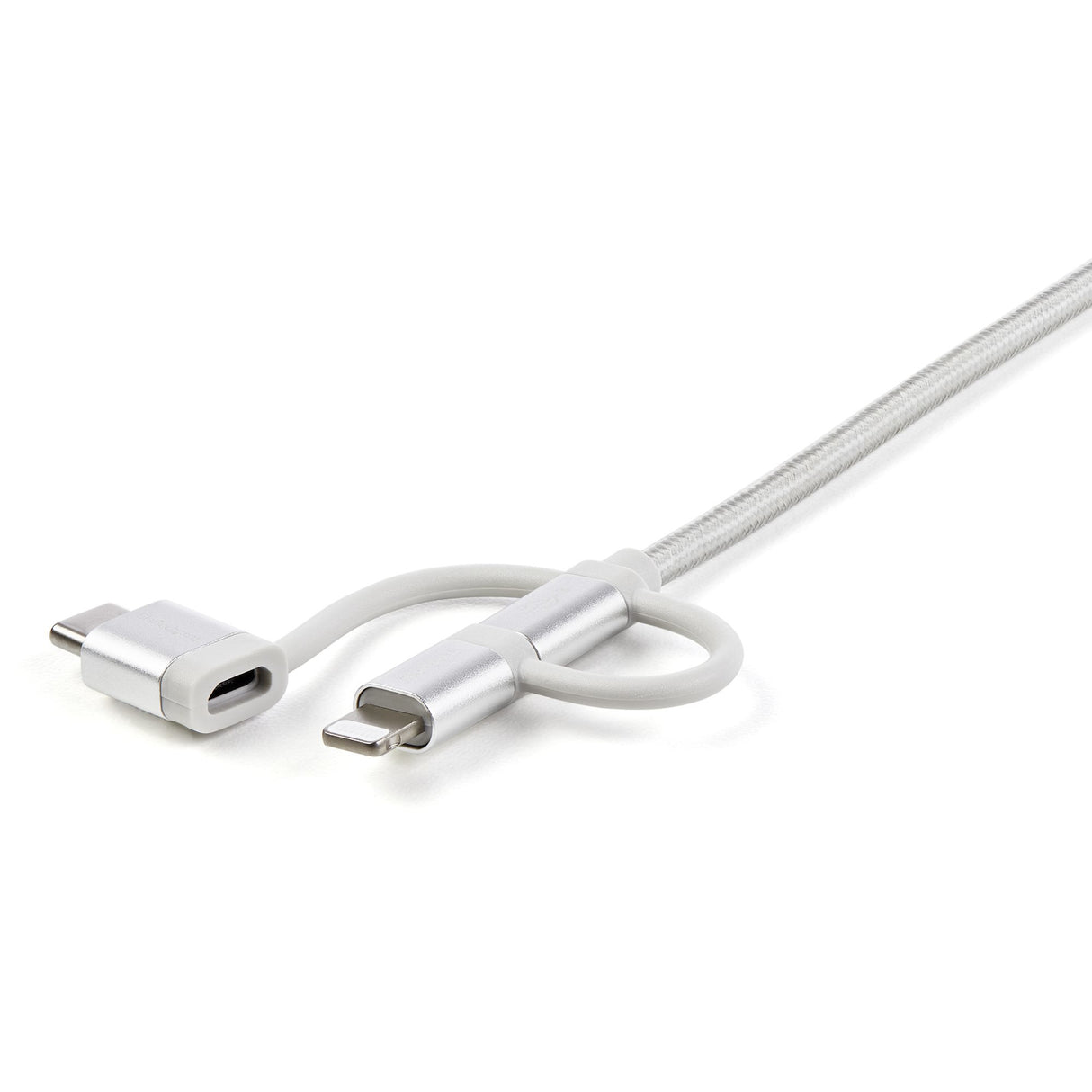 STARTECH USB Multi Charging Cable - 3.3 ft | 1m - Lightning | USB-C | Micro-USB - Braided - MFi Certified - USB 2.0 - 3 in 1 Charging (LTCUB1MGR) (LTCUB1MGR)