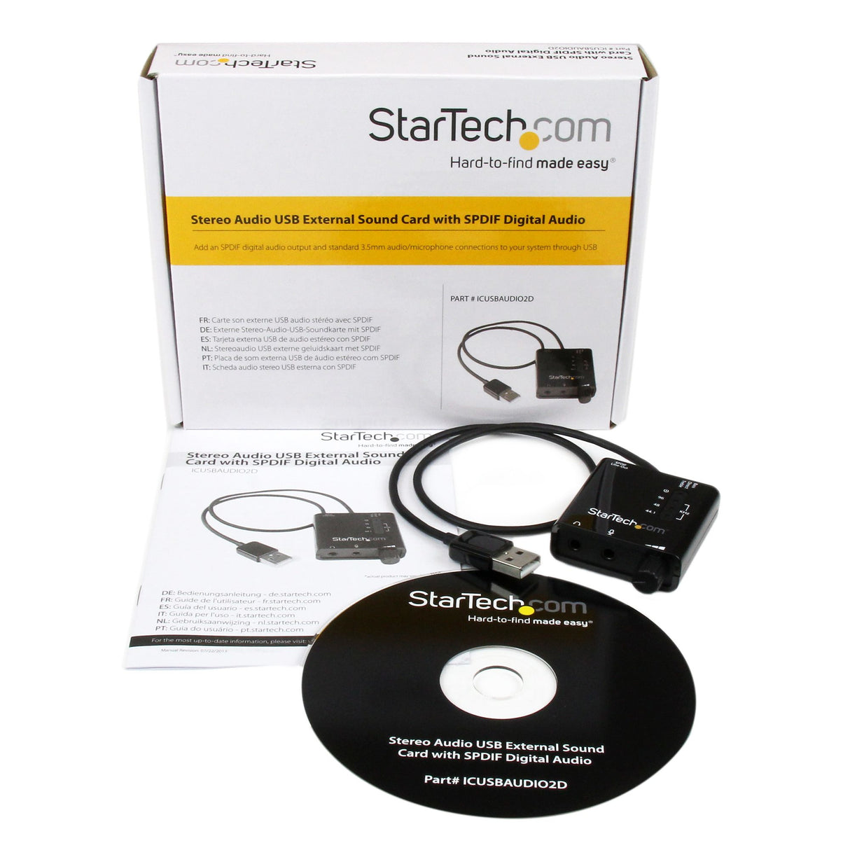 STARTECH USB Sound Card w| SPDIF Digital Audio & Stereo Mic | External Sound Card for Laptop or PC | SPDIF Output (ICUSBAUDIO2D) (ICUSBAUDIO2D)