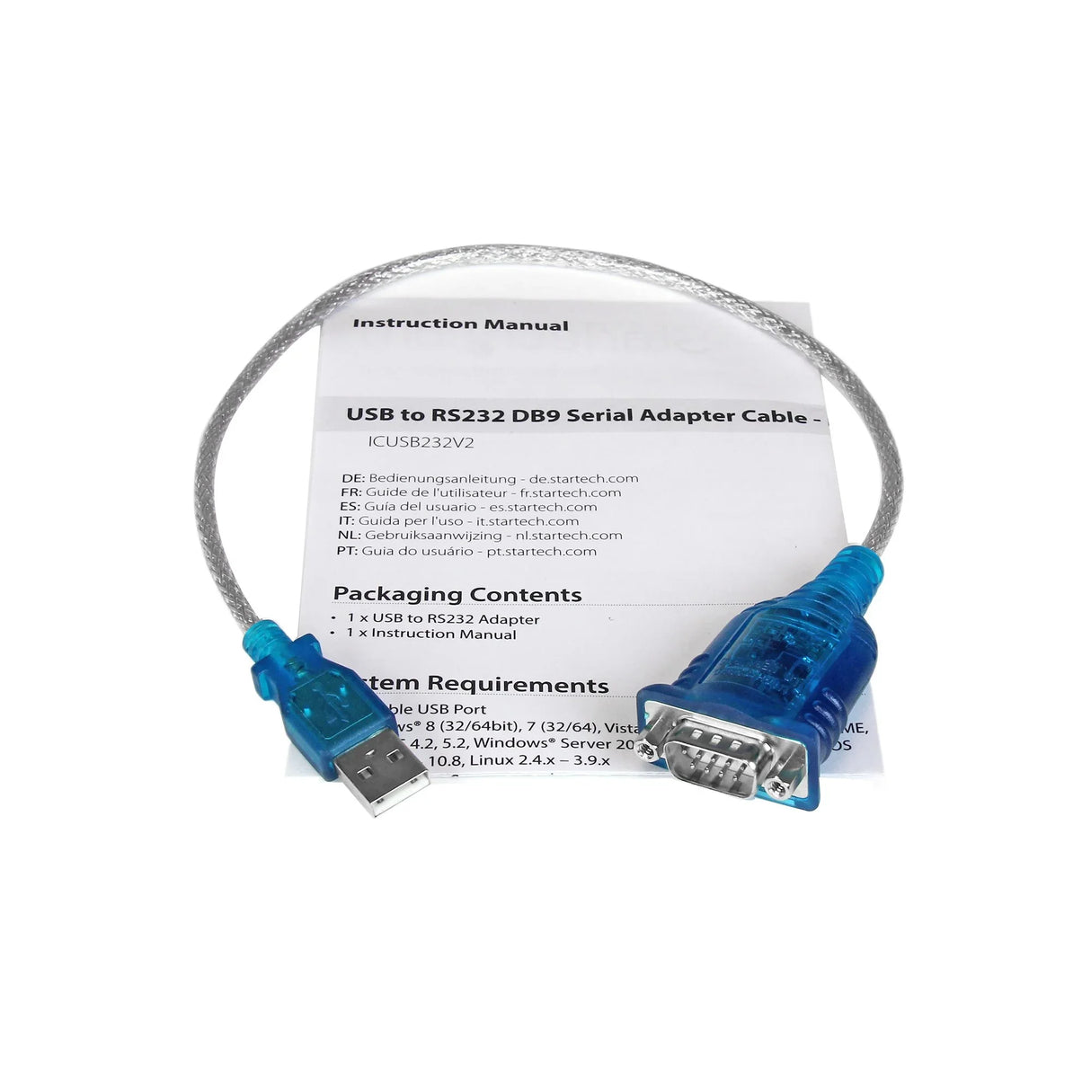 STARTECH USB to Serial Adapter - Prolific PL-2303 - 1 port - DB9 (9-pin) - USB to RS232 Adapter Cable - USB Serial (ICUSB232V2)