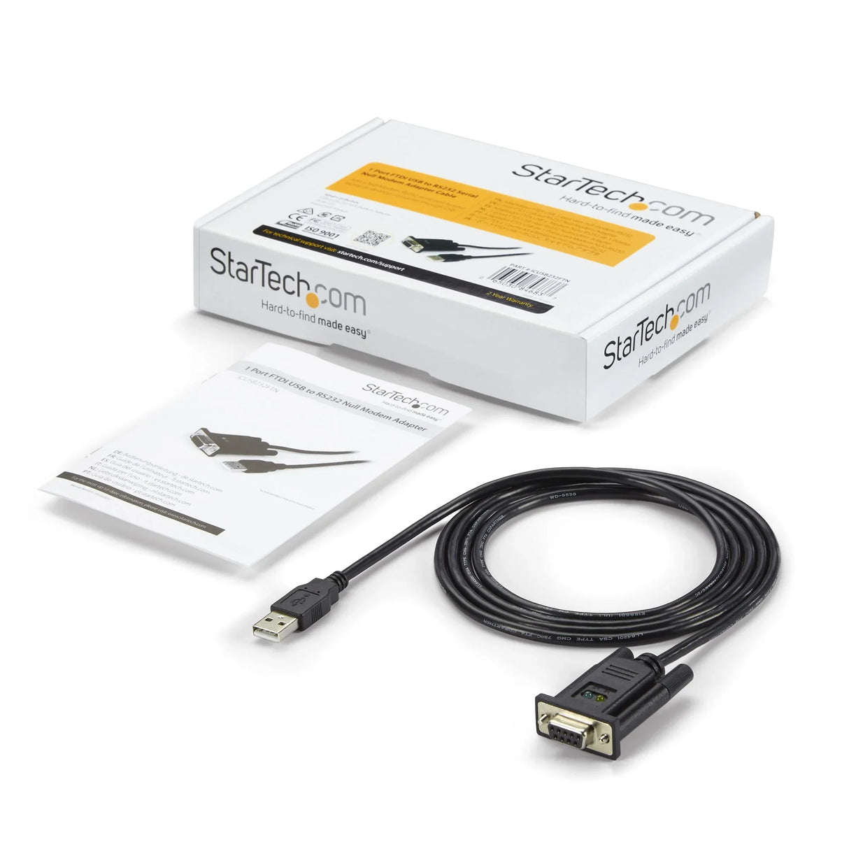 STARTECH USB to Serial RS232 Adapter - DB9 Serial DCE Adapter Cable with FTDI | Null Modem - USB 1.1 | 2.0 | Bus-Powered (ICUSB232FTN) (ICUSB232FTN)