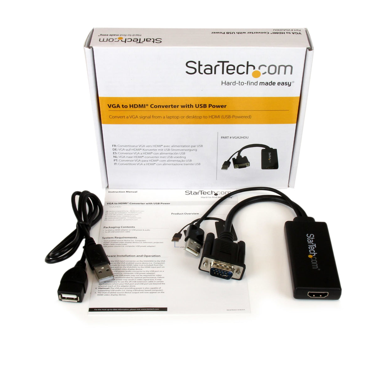 STARTECH VGA to HDMI Adapter with USB Audio - VGA to HDMI Converter for Your Laptop | PC to HDTV - AV to HDMI Connector (VGA2HDU) (VGA2HDU)