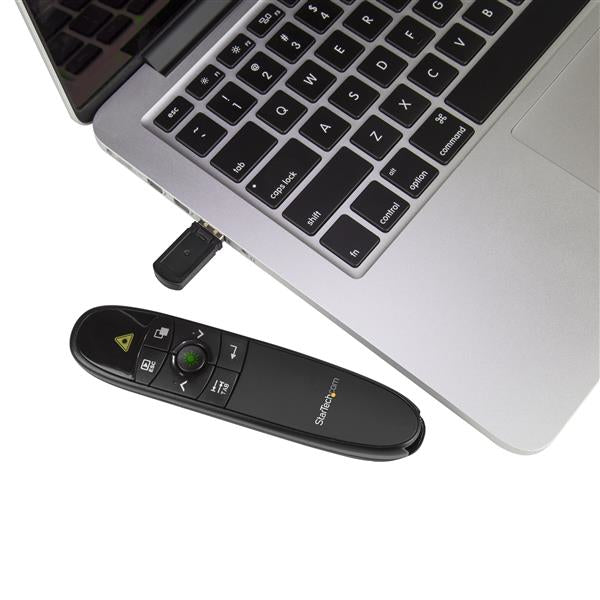 STARTECH Wireless Presentation Remote with Green Laser Pointer - 90 ft. (27 m) - USB Presentation Clicker for Mac and Windows (PRESREMOTEG)