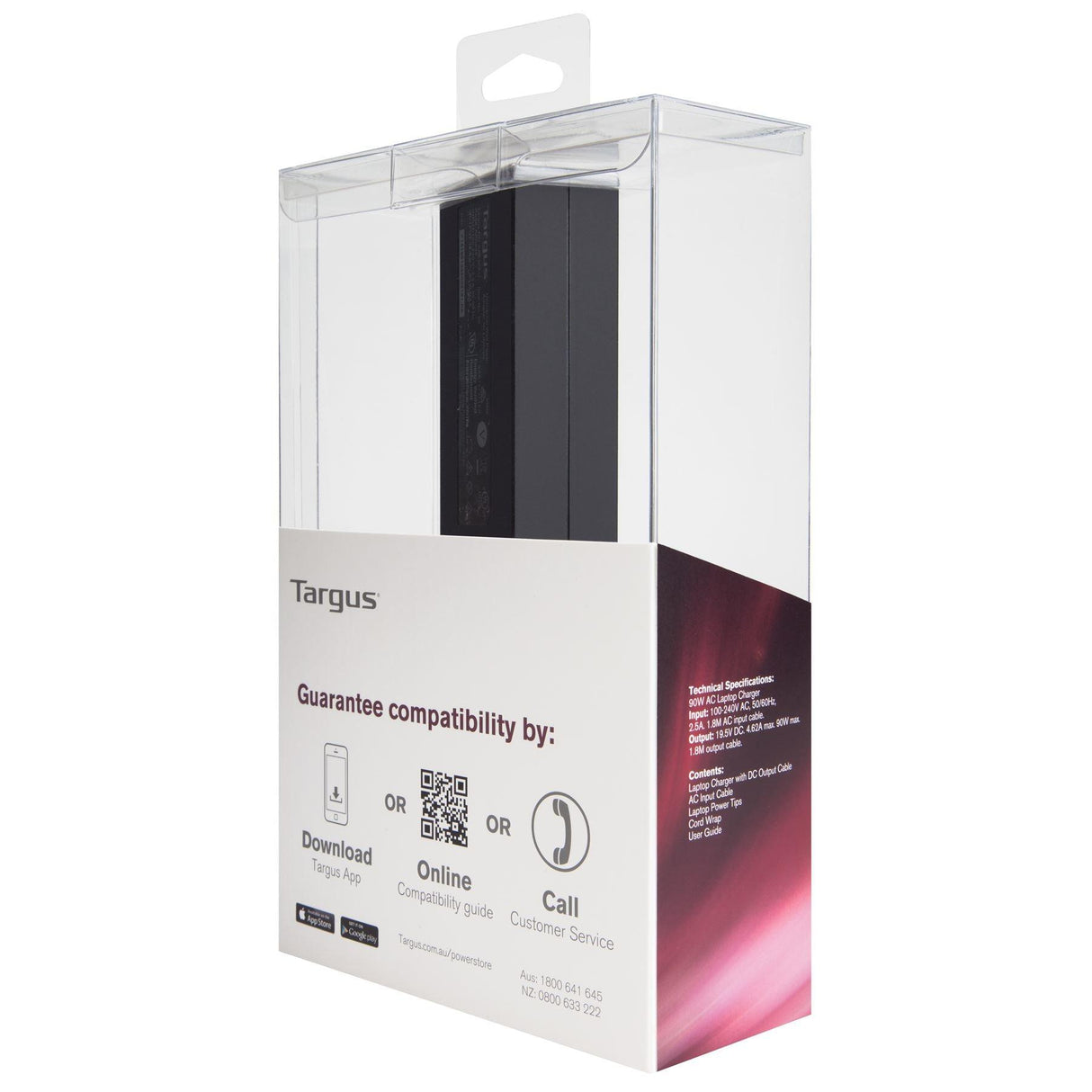 TARGUS 90W | Input 100 - 240V|50-60Hz | Output 19.5V DC | Black (APA30AU)