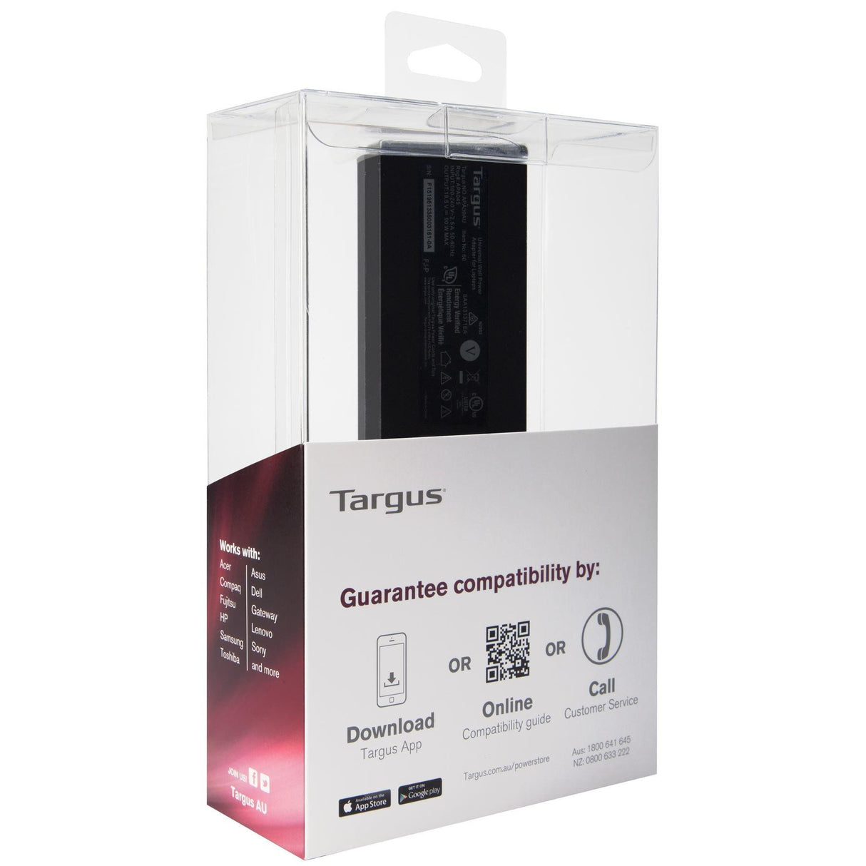 TARGUS 90W | Input 100 - 240V|50-60Hz | Output 19.5V DC | Black (APA30AU)