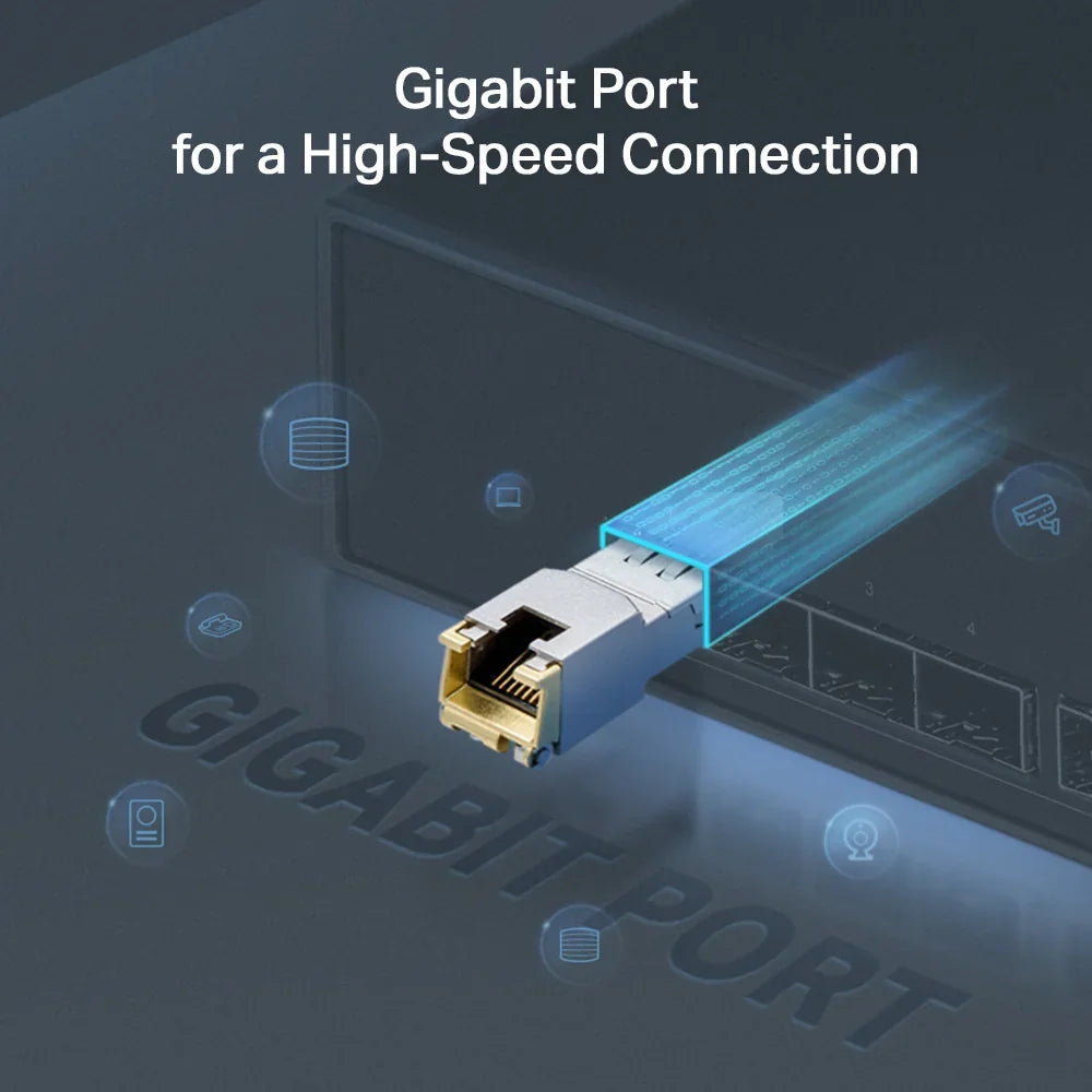 TP-LINK 1000BASE-T RJ45 SFP | 850nm | 3.3V | 1.25 Gbps (TL-SM331T)